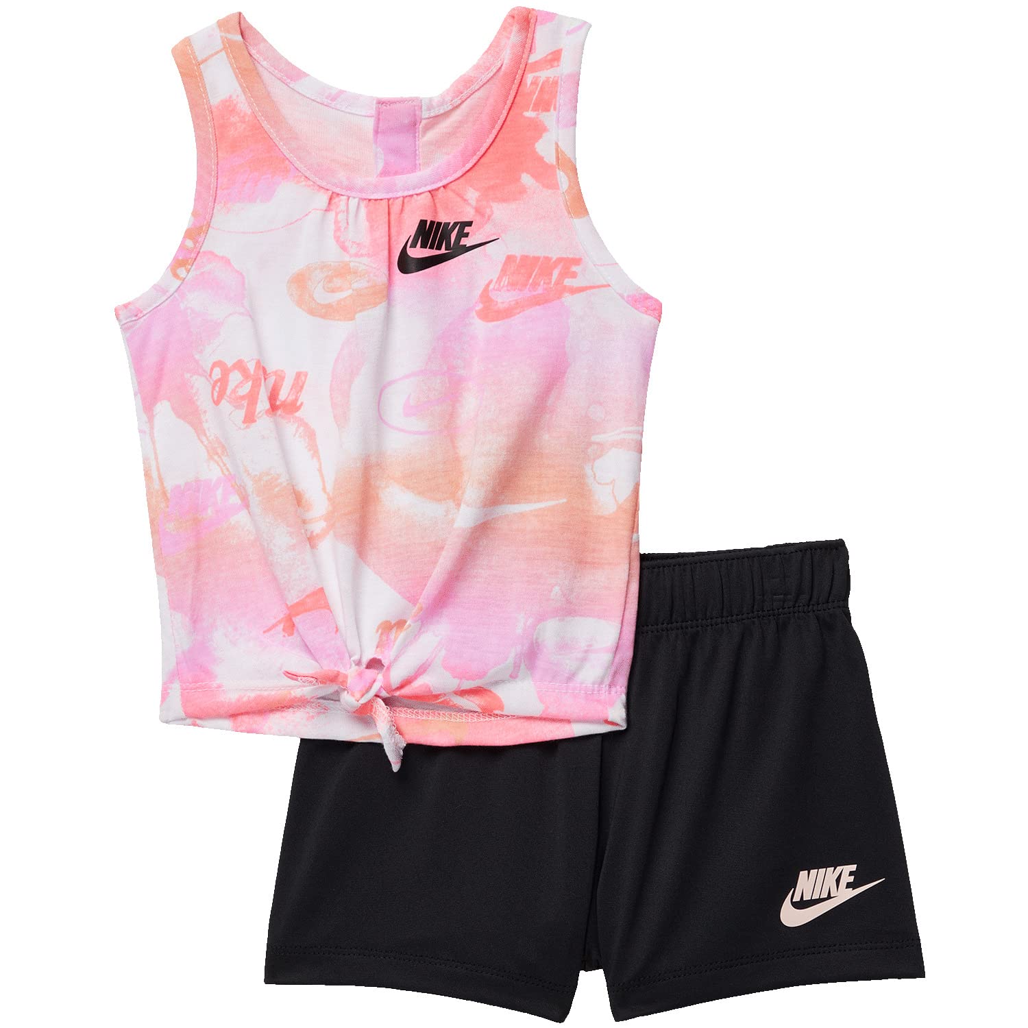 Image 1 of Printed Knotted Tank Top and Jersey Shorts Set (Infant)