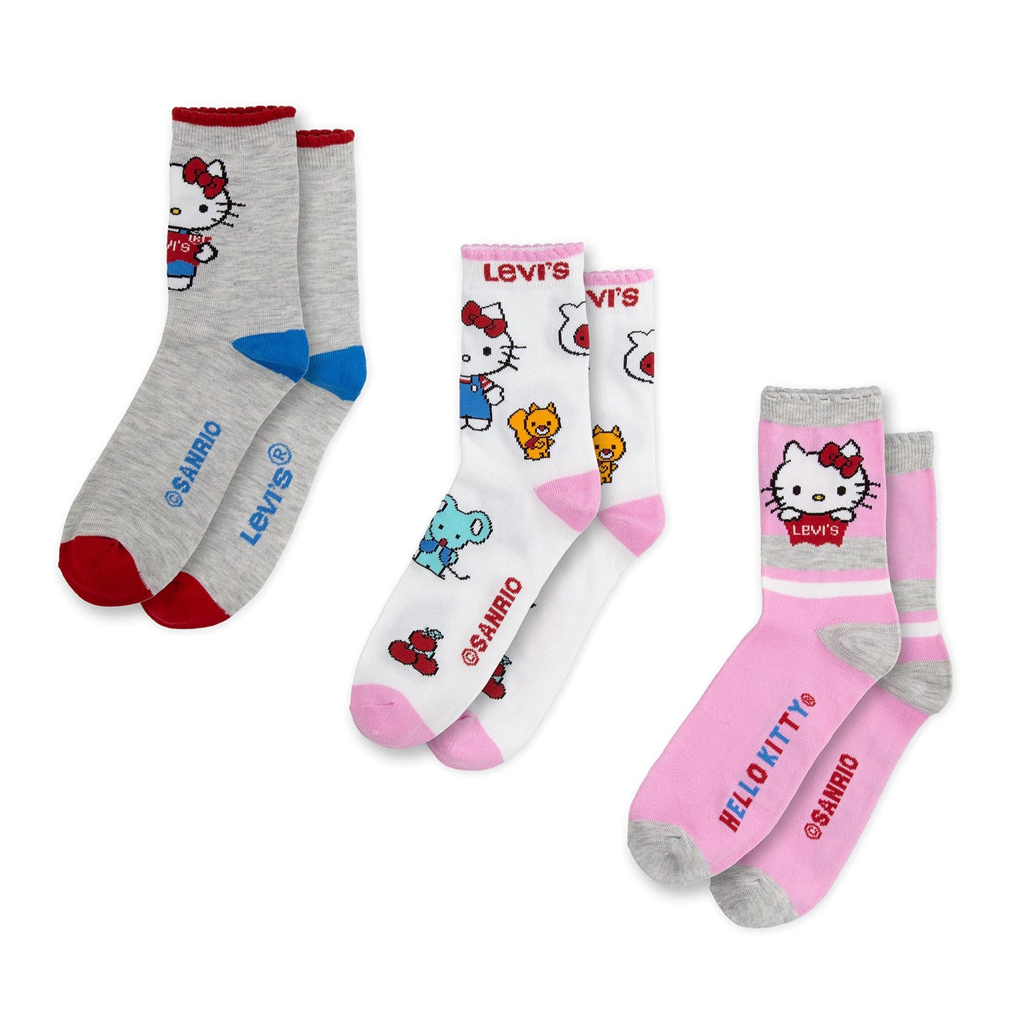Image 2 of Levi's® x Hello Kitty® Crew Socks 3-Pack (Big Kid)