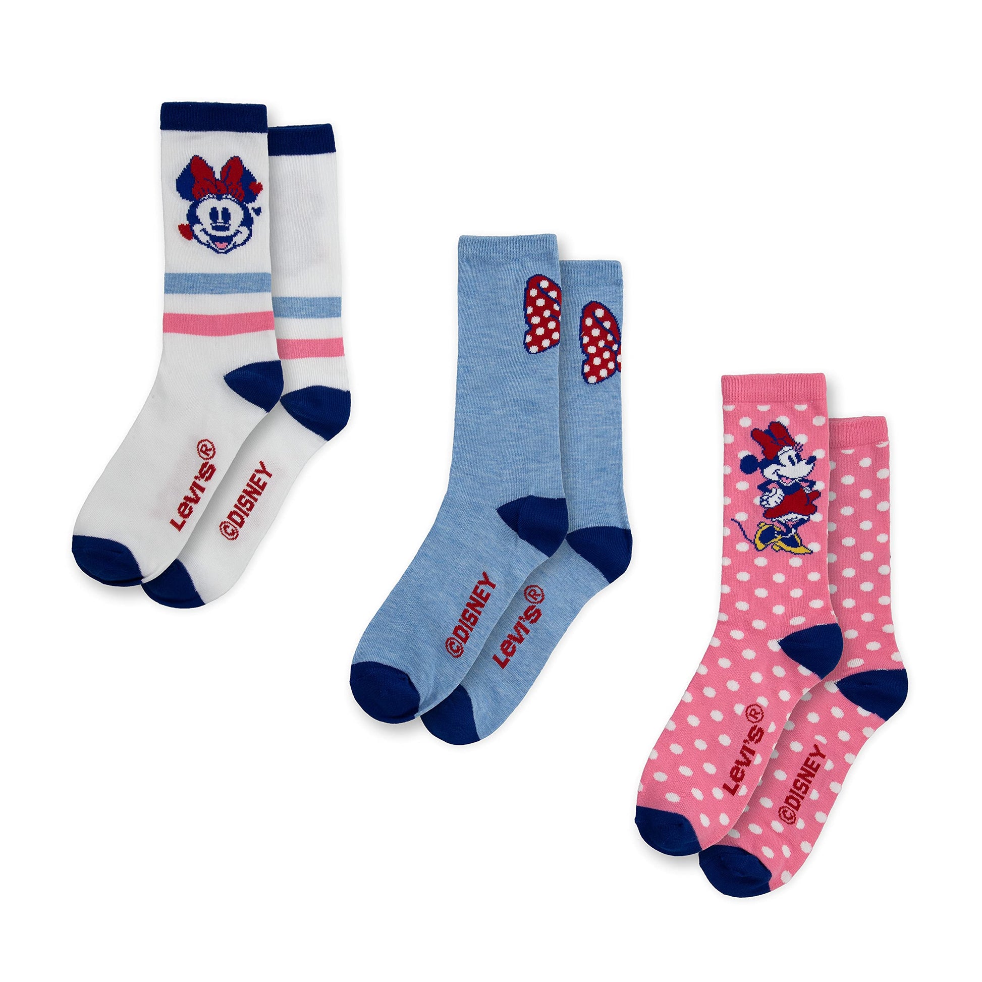 Image 2 of Levi's® x Disney Minnie Mouse Crew Socks 3-Pack (Toddler)