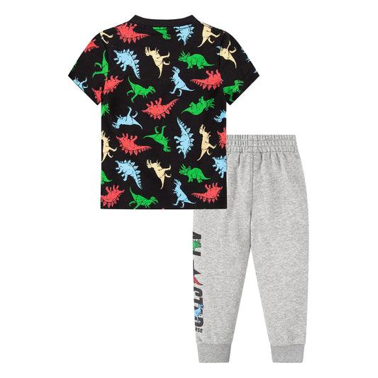 Image 2 of Dino Short Sleeve Tee + French Terry Joggers Set (Toddler)