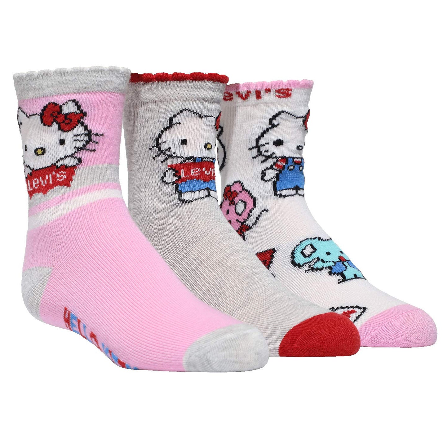 Image 2 of Levi's® x Hello Kitty® Crew Socks 3-Pack (Toddler/Little Kid)