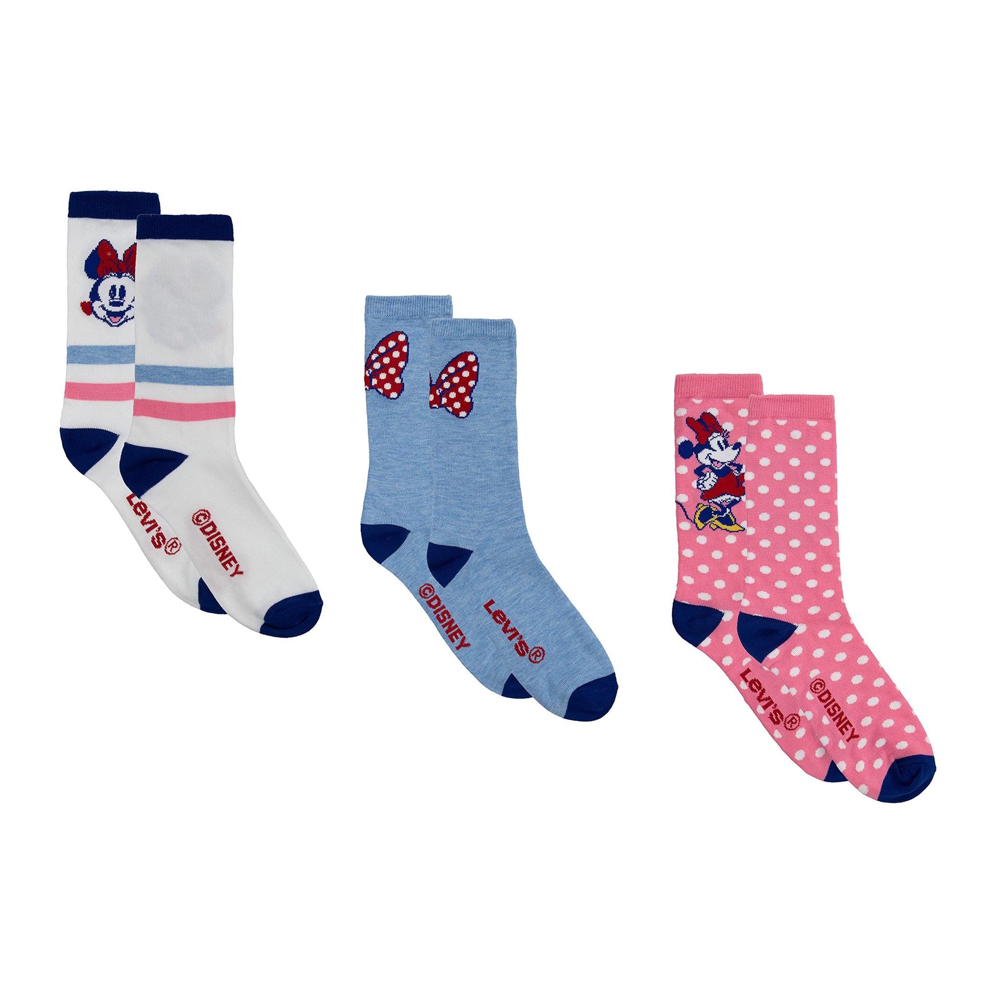Image 3 of Levi's® x Disney Minnie Mouse Crew Socks 3-Pack (Toddler)