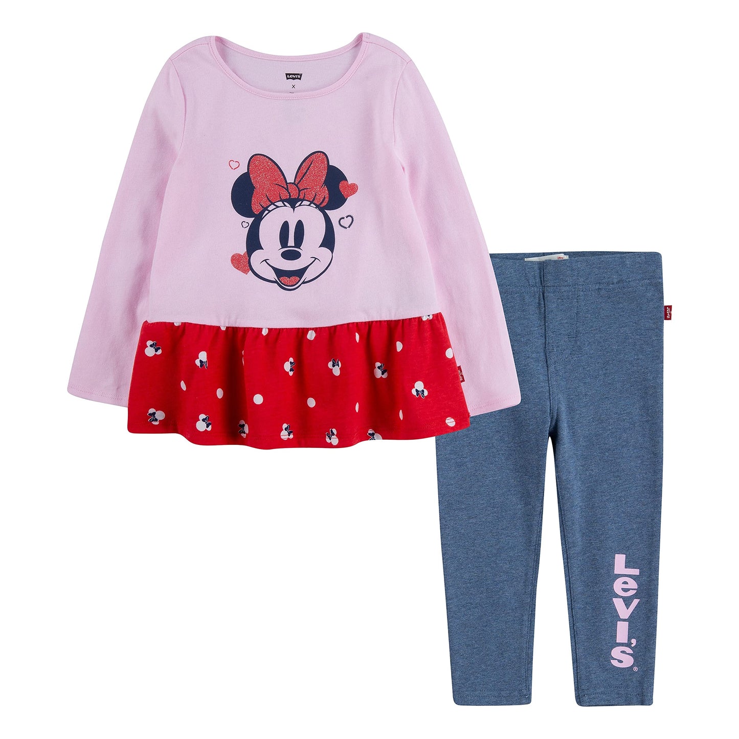 Image 1 of Levi's x Disney Minnie Mouse T-Shirt and Leggings Set (Toddler)